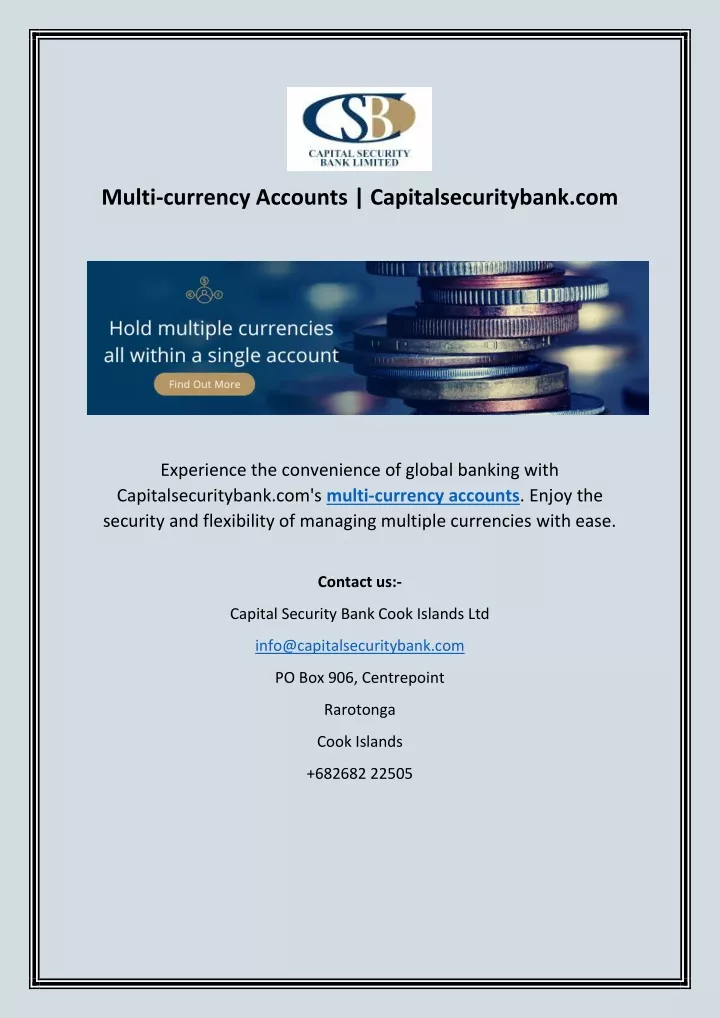 multi currency accounts capitalsecuritybank com