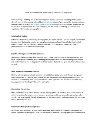 things to consider while negotiating with wedding