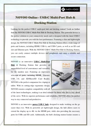 NOVOO Online  USB C Multi Port Hub & Docking Station