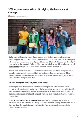 3 things to know about studying mathematics