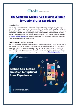 the complete mobile app testing solution