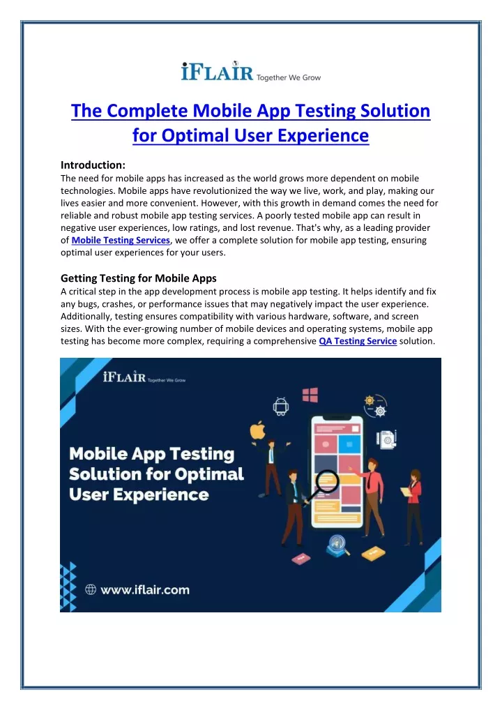 the complete mobile app testing solution