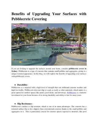 Benefits of Upgrading Your Surfaces with Pebblecrete Covering