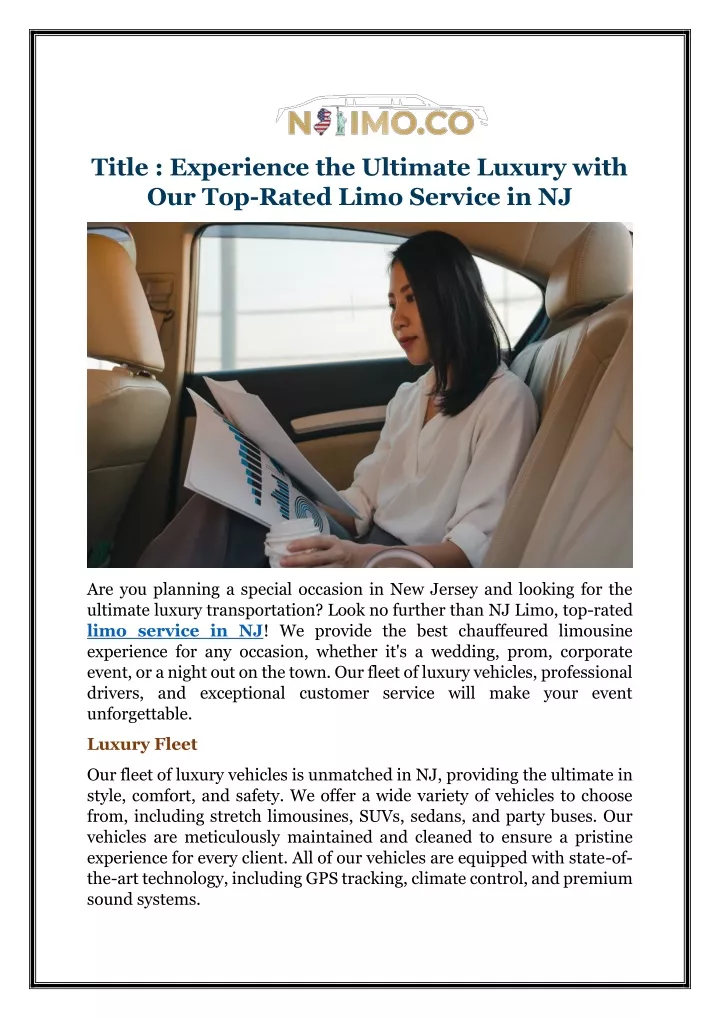 title experience the ultimate luxury with