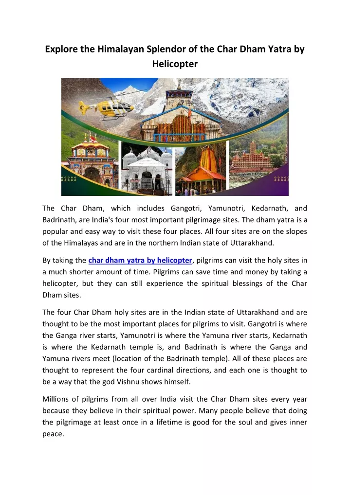 explore the himalayan splendor of the char dham