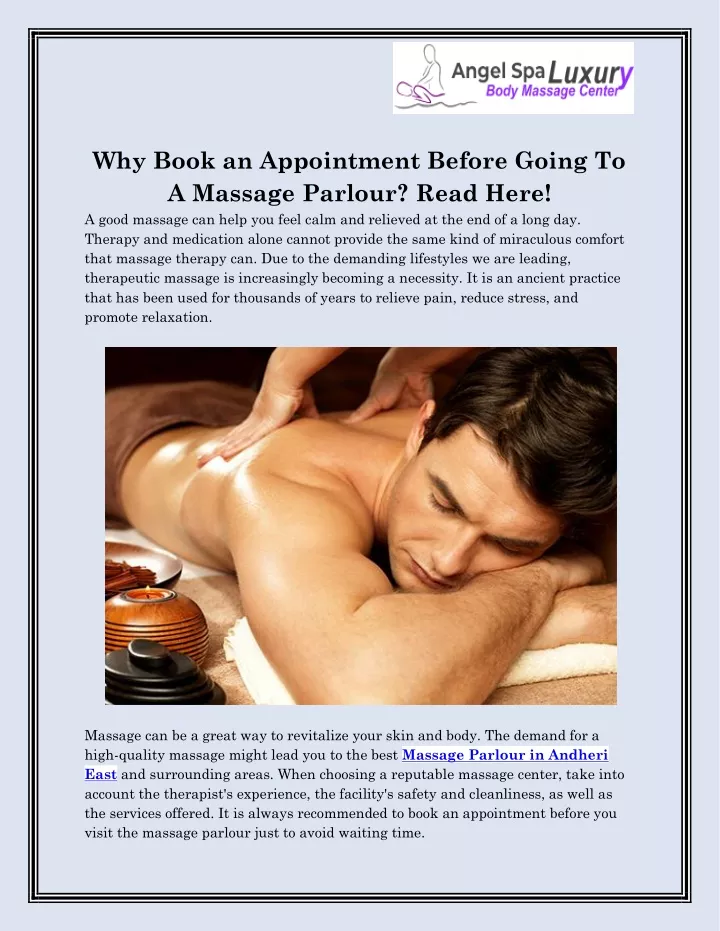 why book an appointment before going to a massage