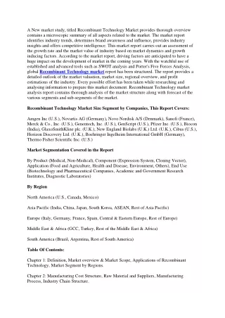 a new market study titled recombinant technology
