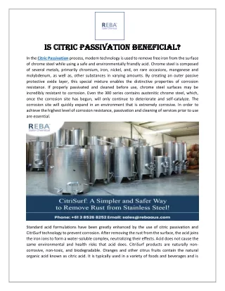 Is Citric Passivation Beneficial