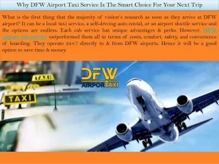 DFW Airport Taxi Service Is The Smart Choice For Your Next Trip