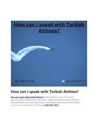 how can i speak with turkish airlines