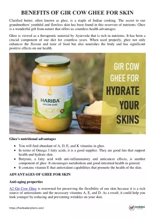 Use of A2 Cow Ghee for Skin Moisturized and Glow