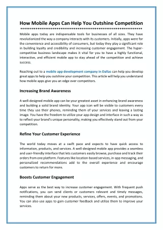 how mobile apps can help you outshine competition