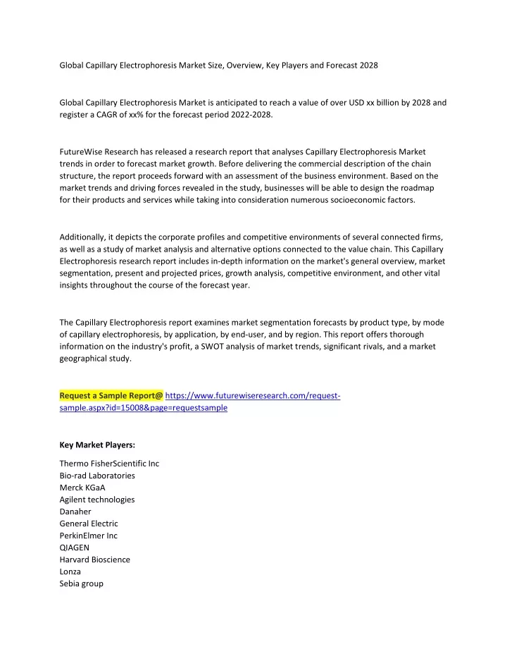 global capillary electrophoresis market size