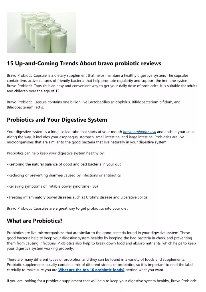 15 up and coming trends about bravo probiotic