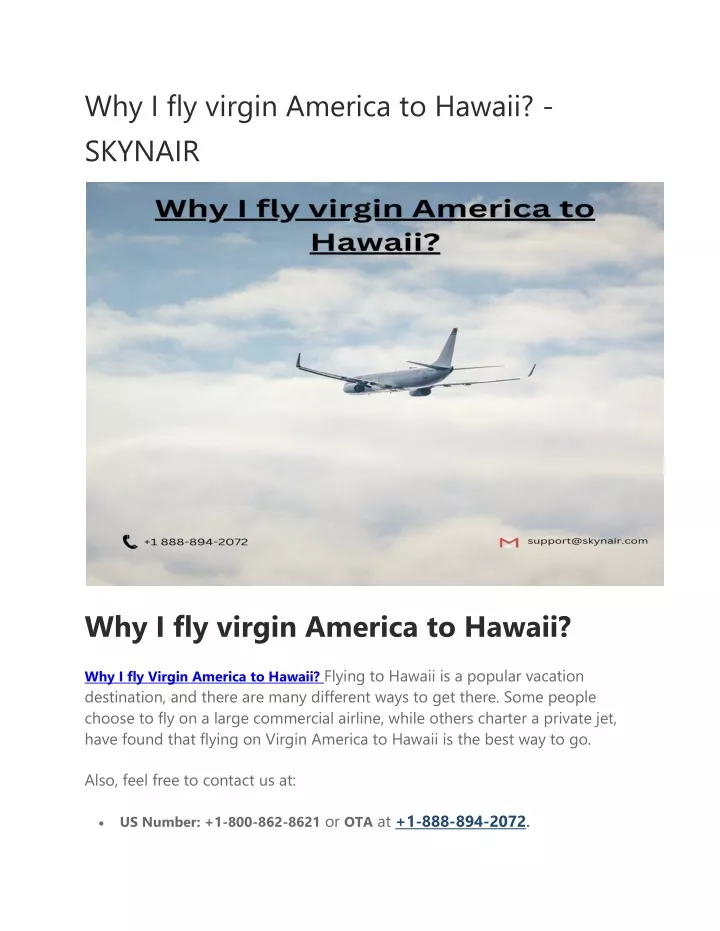 why i fly virgin america to hawaii skynair