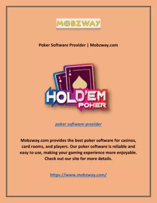 poker software provider mobzway com