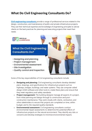 What Do Civil Engineering Consultants Do