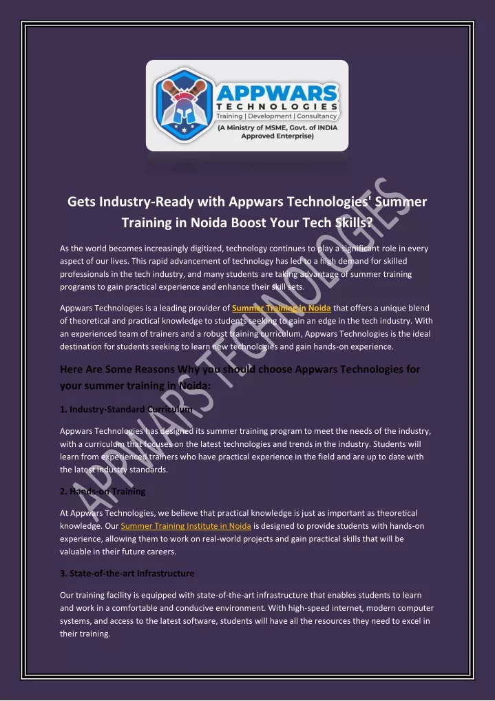 gets industry ready with appwars technologies