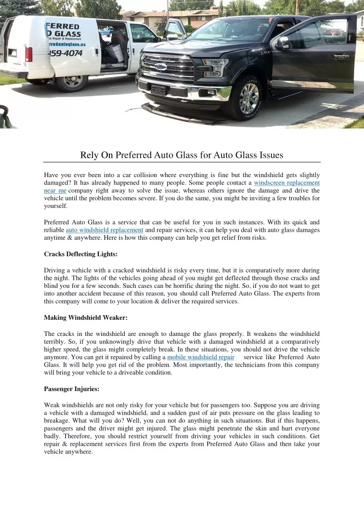 rely on preferred auto glass for auto glass issues