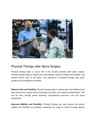 Physical Therapy After Spine Surgery - Spine Physicians Institute