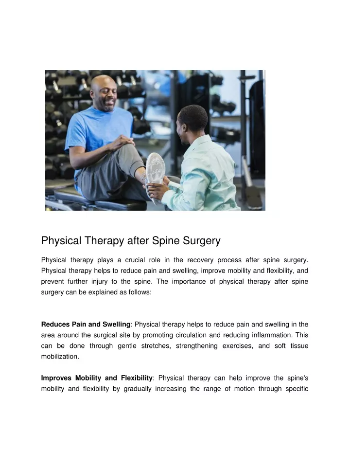 physical therapy after spine surgery