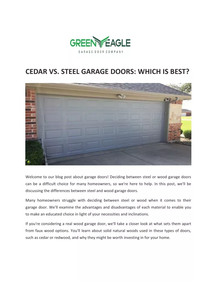 cedar vs steel garage doors which is best
