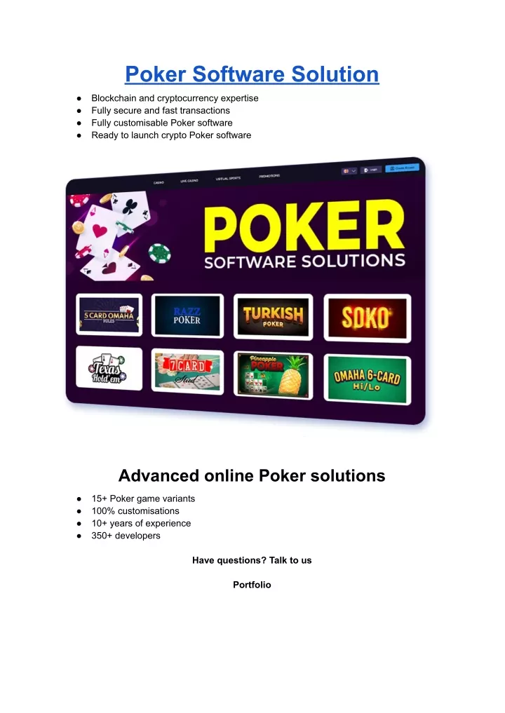 poker software solution
