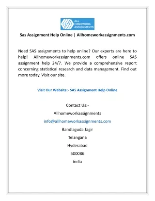 Sas Assignment Help Online | Allhomeworkassignments.com