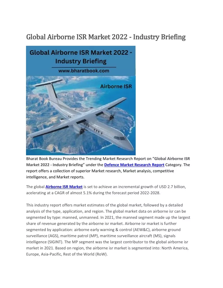 global airborne isr market 2022 global airborne