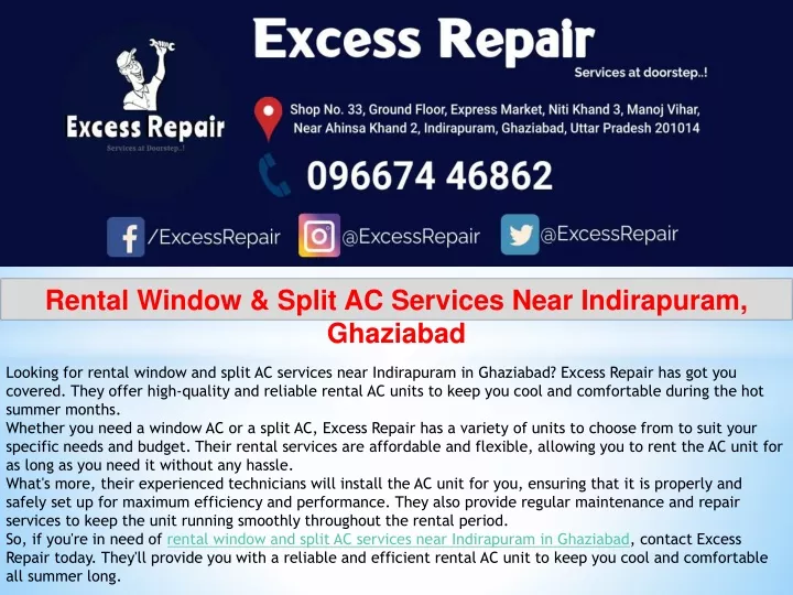 rental window split ac services near indirapuram