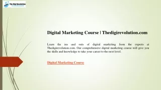 Digital Marketing Course  Thedigirevolution.com