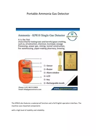 Portable Ammonia Gas Detector