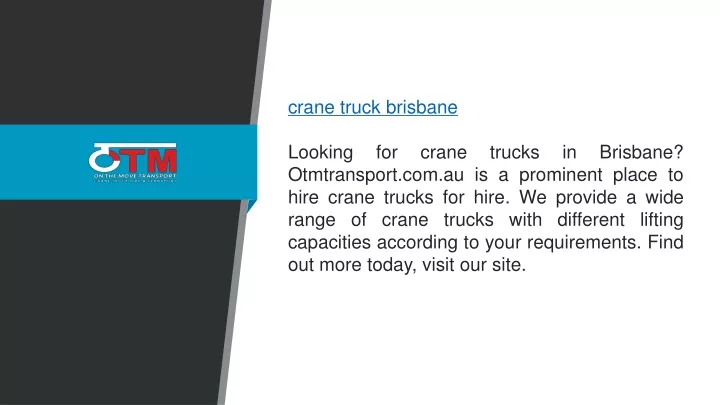 crane truck brisbane looking for crane trucks