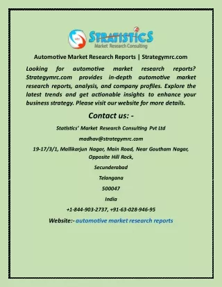 automotive market research reports strategymrc com