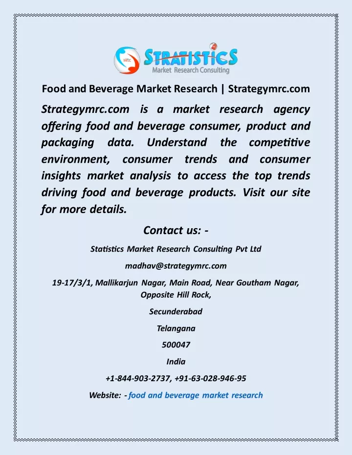 food and beverage market research strategymrc com