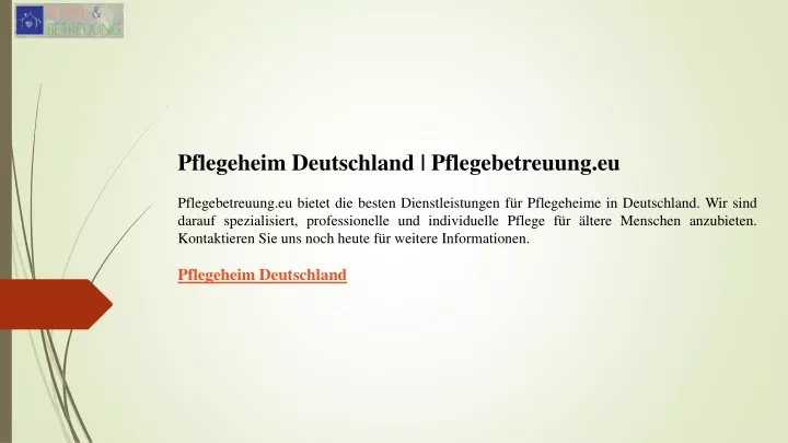 pflegeheim deutschland pflegebetreuung