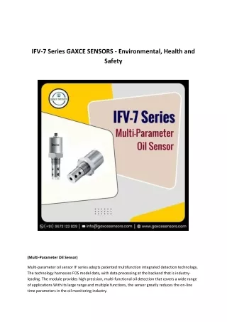 IFV-7 Series GAXCE SENSORS - Environmental, Health and Safety