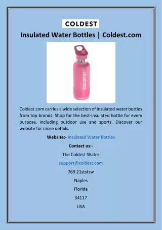 insulated water bottles coldest com