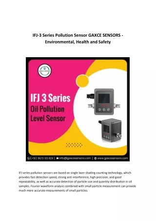 IFJ-3 Series Pollution Sensor GAXCE SENSORS - Environmental, Health and Safety