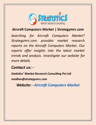 Aircraft Computers Market Strategymrc com