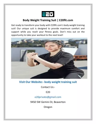 Body Weight Training Suit  E20fit.com
