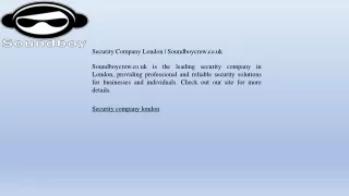 Security Company London  Soundboycrew.co.uk