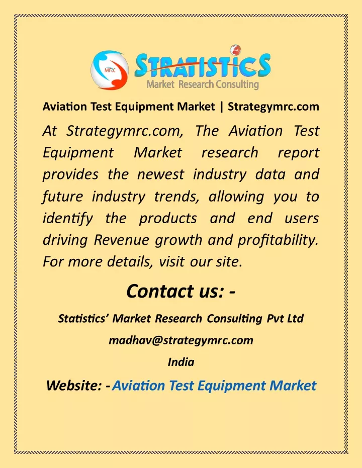 aviation test equipment market strategymrc com