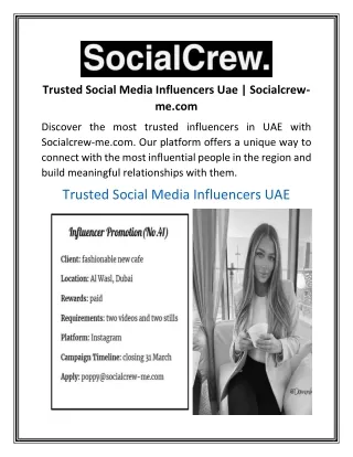 Trusted Social Media Influencers Uae | Socialcrew-me.com