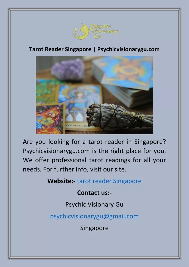 tarot reader singapore psychicvisionarygu com