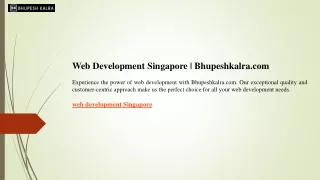 Web Development Singapore  Bhupeshkalra.com