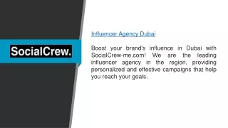 Influencer Agency Dubai  Socialcrew-me.com