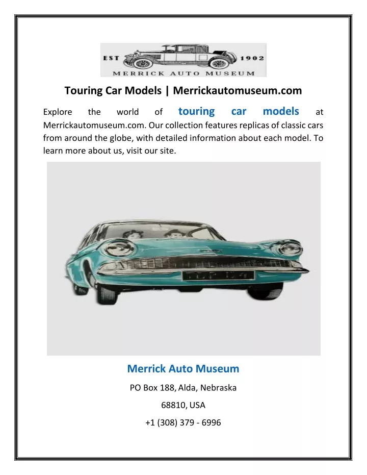 touring car models merrickautomuseum com