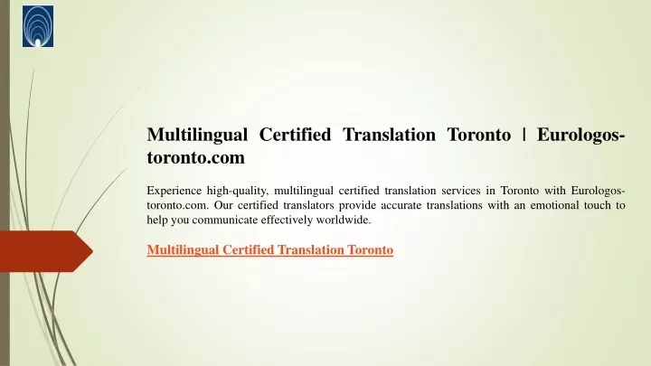 multilingual certified translation toronto