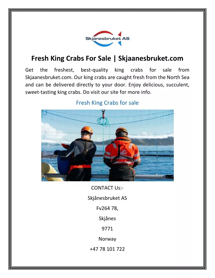 fresh king crabs for sale skjaanesbruket com